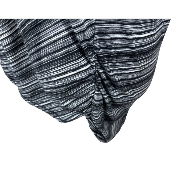 Talbots Ruched Side Top Stripe Black Stretch Cotton Blend Size M Medium - Picture 5 of 6